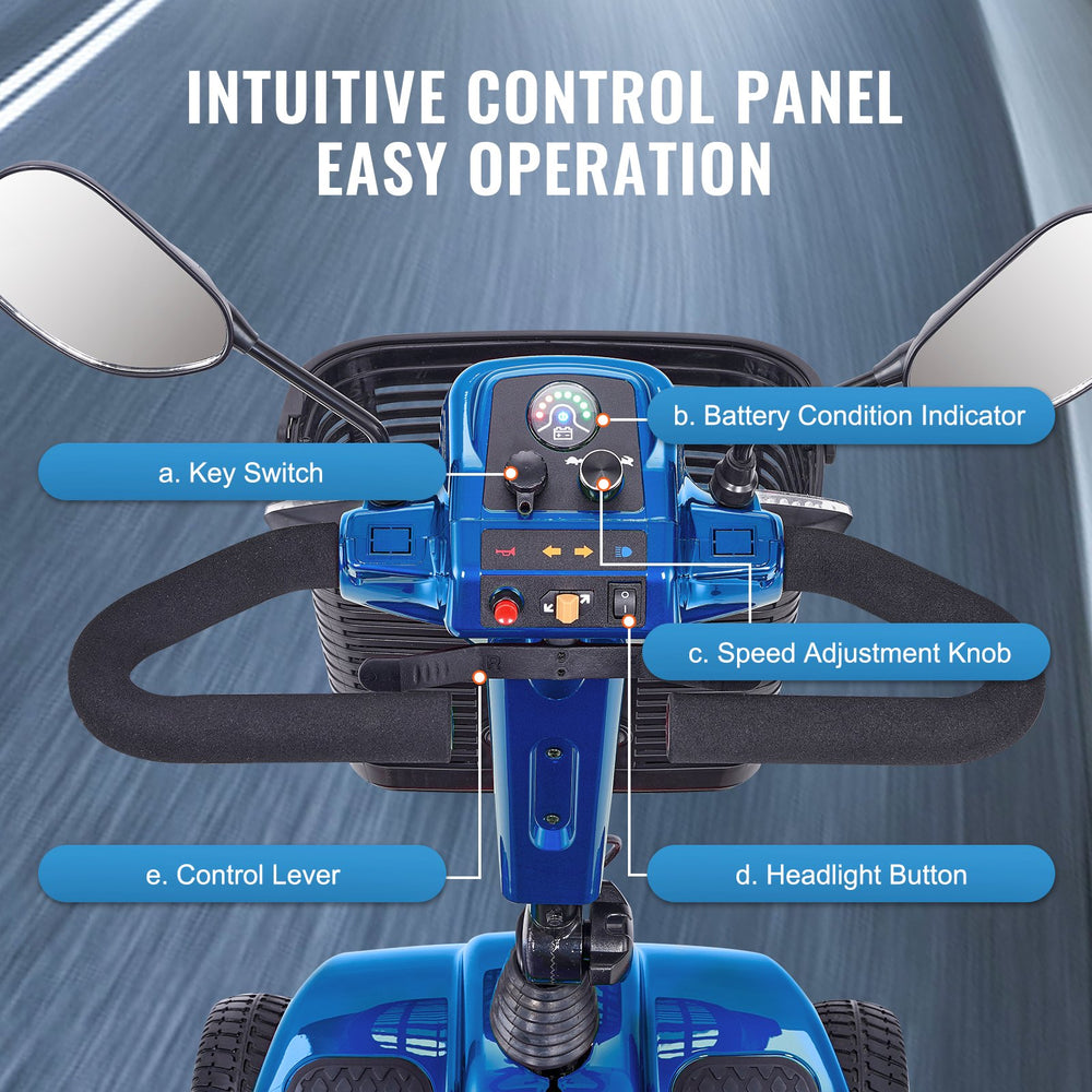 Vevor Mobility Scooter 4 Wheel Folding Heavy Duty 265 lbs. Capacity 24V 5 MPH 12 Mile Range New