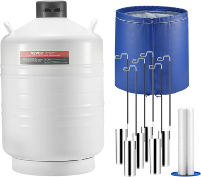 Vevor Liquid Nitrogen Tank 7.93 Gal Aluminum Alloy LN2 Container Dewar 6-Canisters and Protective Cover New