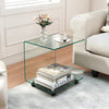 C-Shaped End Table Modern Tempered Glass Side Table with Shelf-Transparent - Gallery View 1 of 12