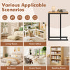 C-shaped end table with a sturdy metal frame and natural wood top, ideal for living room, home office, or bedroom use.