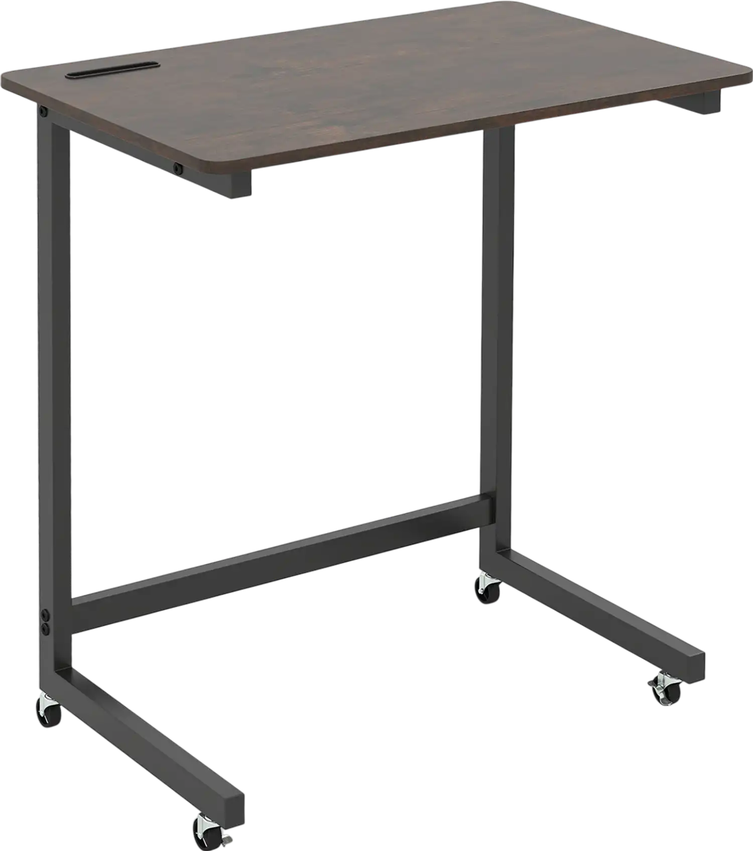 Costway C-Shaped End Table Mobile Bedside Table w/ Wheels Phone Slot 54712356 New