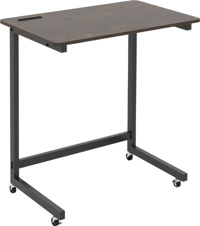 Costway C-Shaped End Table Mobile Bedside Table w/ Wheels Phone Slot 54712356 New