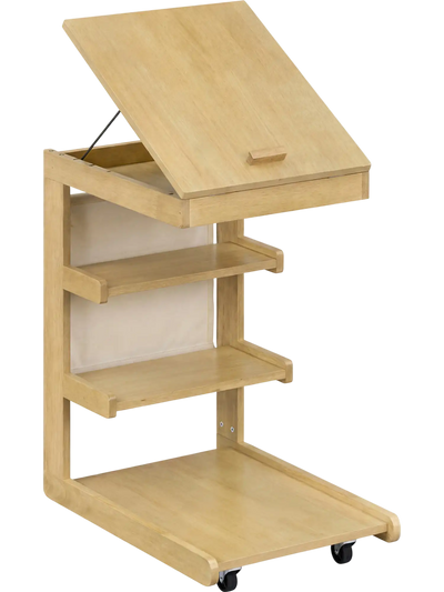 Costway C-Shaped End Table w/ Wheels Adjustable Desktop Sofa Couch Bedside 22040112 New
