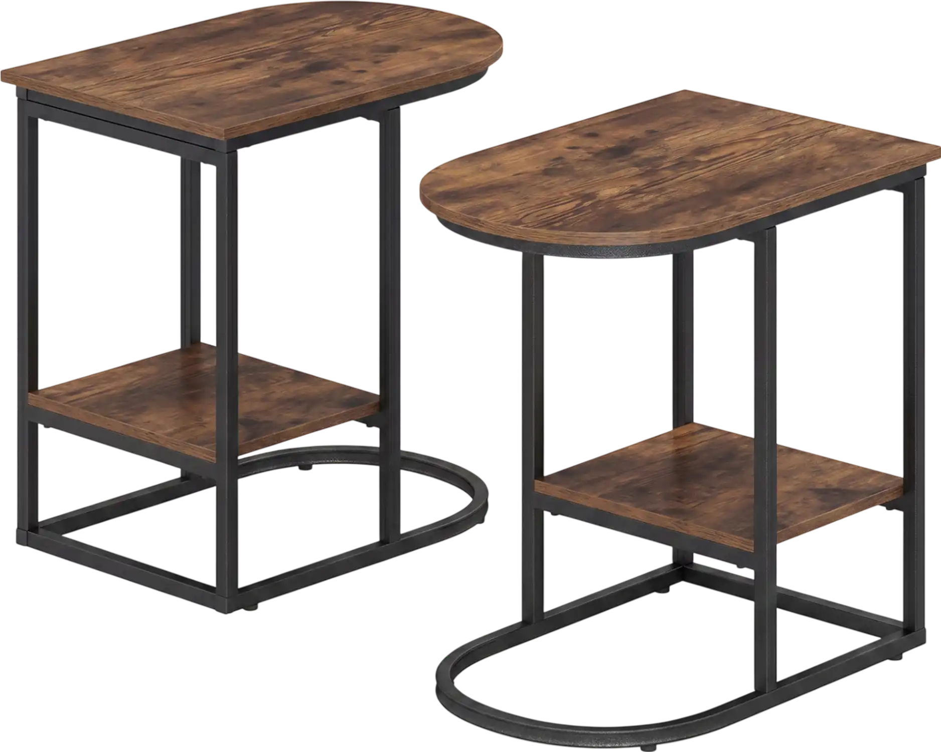 Costway C-Shaped Modern Sofa Side Table w/ Storage Shelf Faux Marble 79053290 New