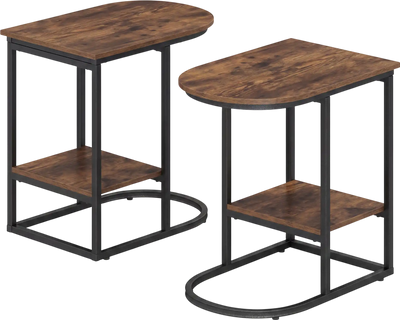 Costway C-Shaped Modern Sofa Side Table w/ Storage Shelf Faux Marble 79053290 New