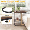 C-shaped modern sofa side table with faux marble tabletop and sturdy metal frame, perfect for tight spaces and storage.