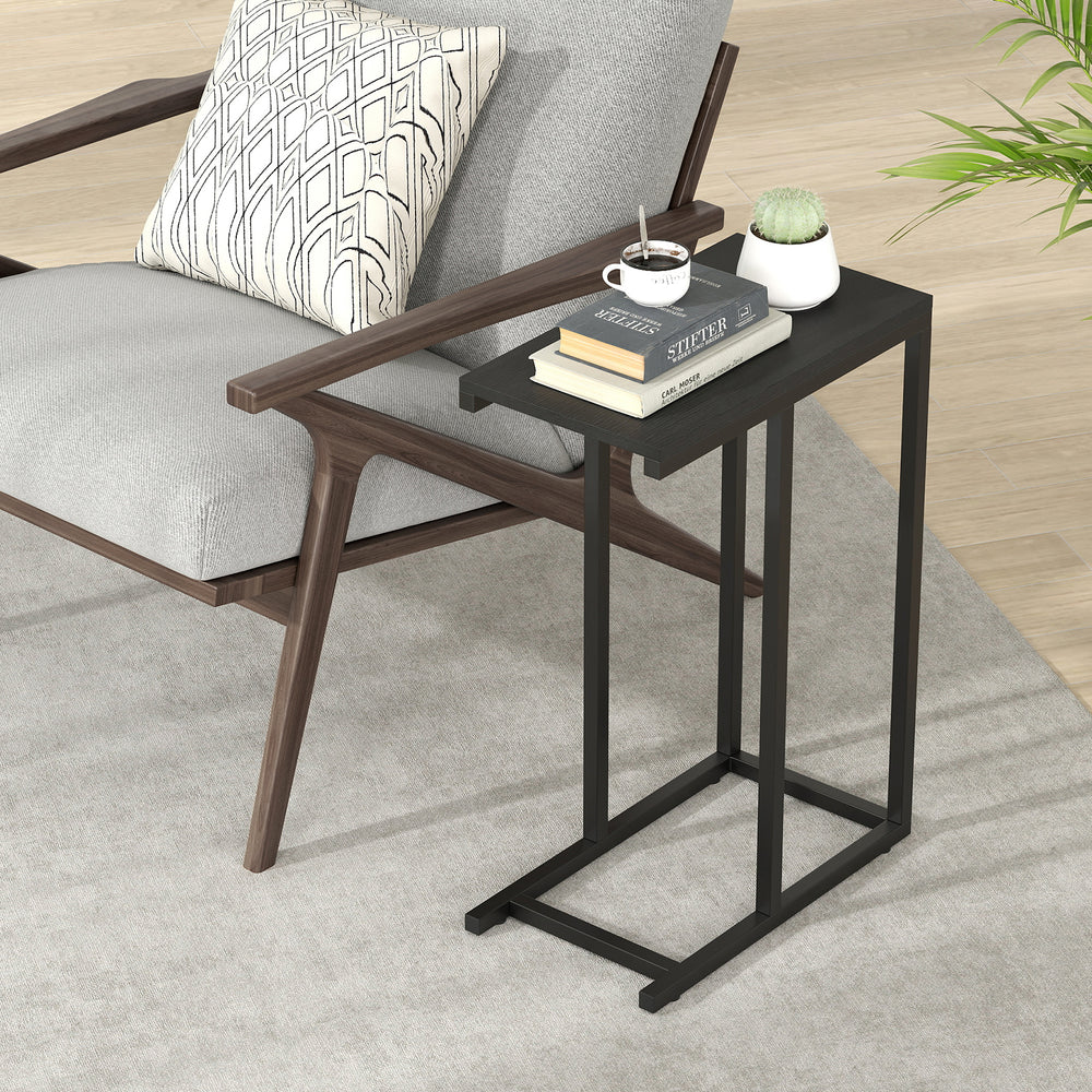 C-shaped Side Table with Heavy-duty Metal Frame-Black - Gallery View 1 of 10