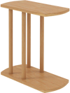 Narrow 2-Tier C-shaped Teak Wood Side Table with Thickened Top and Sturdy Base