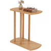 Narrow C-shaped teak wood side table with thickened top, featuring a 2-tier design for space-saving convenience.
