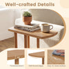 Narrow C-shaped teak wood side table with thickened top, safe round edges, and easy-to-clean surface for versatile use.