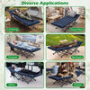 Camping cot with soft padded mat in navy, ideal for guest beds, camping, and versatile use in various settings.