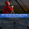 Pop-up camping tent for 2-3 people with 360° visibility, featuring one-way see-through panels and rainfly for.