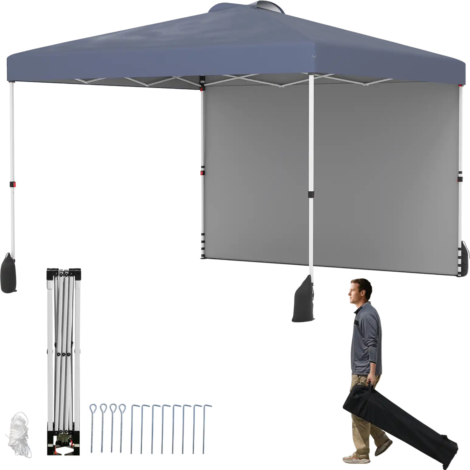 Costway 10' x 10' Pop Up Canopy Tent w/ Sidewall & Wheeled Bag 682514973 New