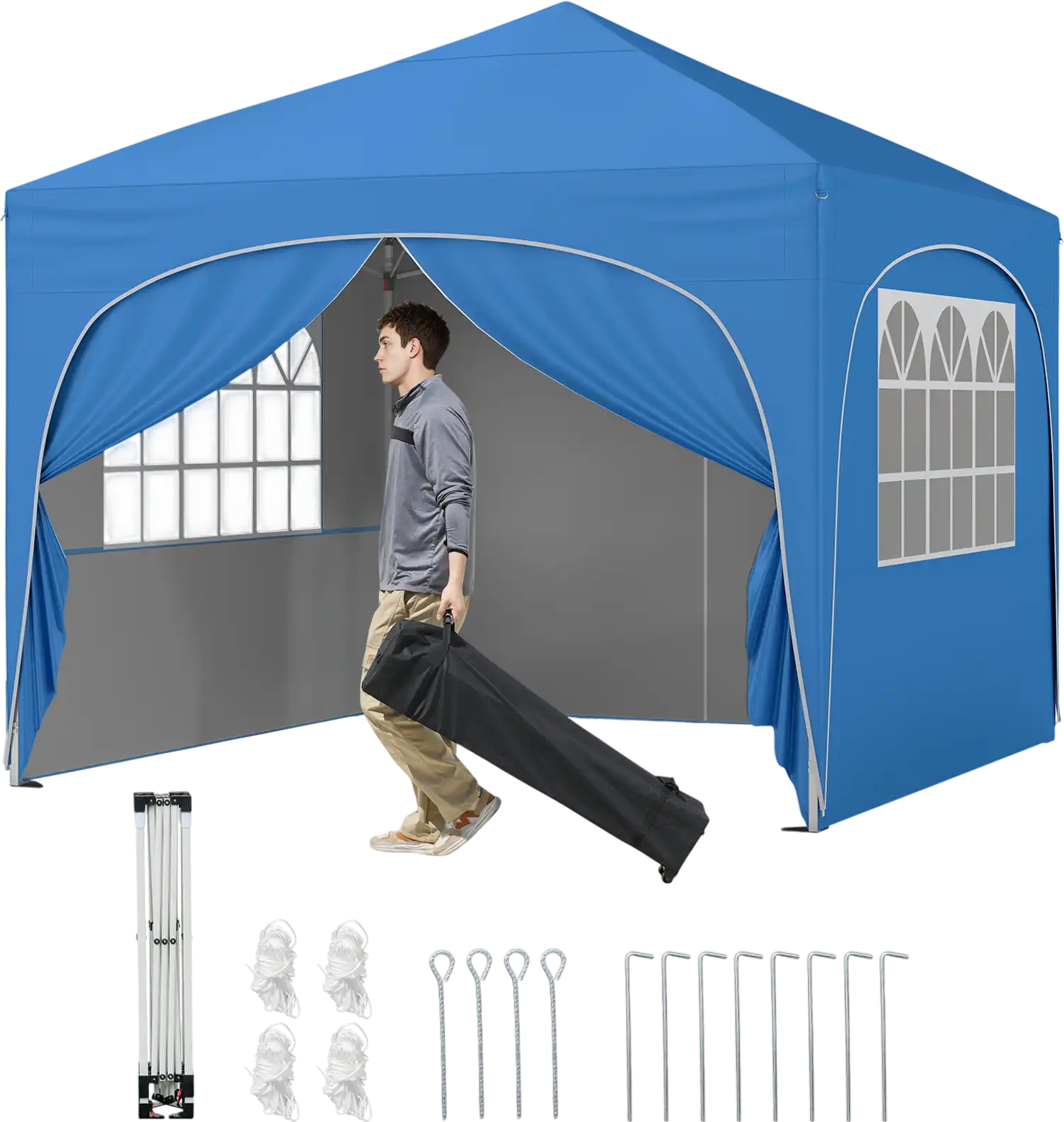 Costway 10' x 10' Pop-Up Canopy Tent w/ 4 Removable Sidewalls 957216348 New