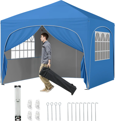 Costway 10' x 10' Pop-Up Canopy Tent w/ 4 Removable Sidewalls 957216348 New