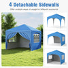10x10 FT blue pop-up canopy tent with 4 removable sidewalls, ideal for outdoor events and sun protection.