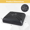 Square cantilever umbrella base with wheels, measuring 32" x 32" x 7.5", designed for stability at patios and poolsides.