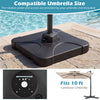 Cantilever patio umbrella base with 242 lbs capacity, designed for 8 ft-10 ft umbrellas, made from waterproof HDPE.