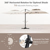 9.5 feet cantilever patio umbrella in beige with 360° rotation and double top, ideal for optimal shade and outdoor use.