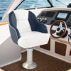 Blue Captain Bucket Seat for pontoon boats, featuring waterproof PVC leather and supportive armrests for comfort.