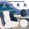 Captain bucket seat in blue with waterproof PVC leather, padded backrest, and armrests for boating comfort.