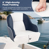 Captain bucket seat with blue PVC leather and 6" high-density foam padding, ideal for fishing boats and water.