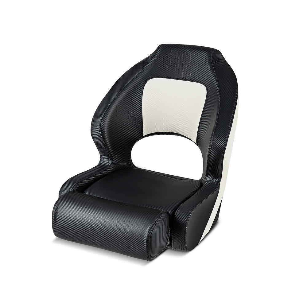 Captain bucket seat in black with waterproof PVC leather, designed for sightseeing boats, featuring ergonomic support.