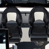 Two Captain Bucket Seats in black waterproof PVC leather, designed for sightseeing boats with ergonomic support.
