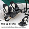 Captain bucket seat in black with flip-up bolster, waterproof PVC leather, and ergonomic design for boating comfort.