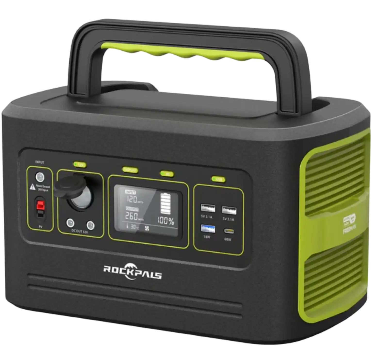 Rockpals Freeman 600W 12V 614.4Wh Portable Power Station New