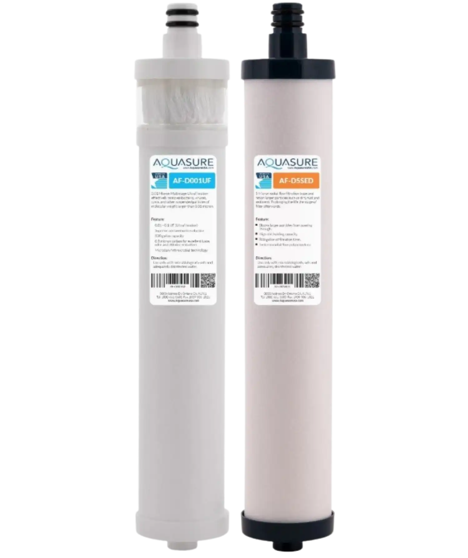 Aquasure AF-CD200UF Dash Series Complete Ultra Filtration Dual Cartridges Filter Bundle New