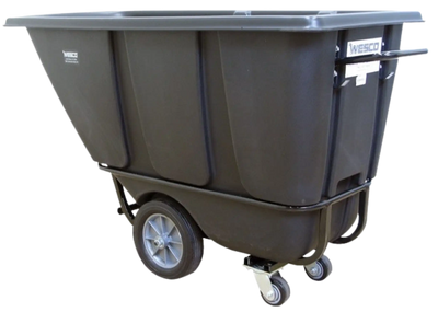 Wesco 272579 1/2 Cubic Yard Plastic Poly Tilt Cart 1400 lbs. Capacity Black New