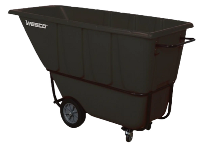 Wesco 272582 1 Cubic Yard Plastic Poly Tilt Cart 1250 lbs. Capacity Black New