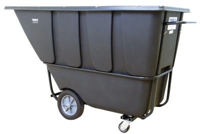 Wesco 272584 1 Cubic Yard Plastic Poly Tilt Cart 2100 lbs. Capacity Black New