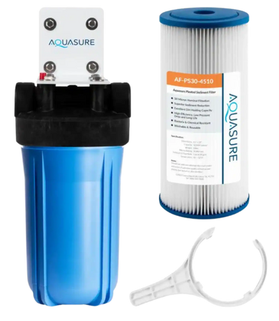 Aquasure AS-F110PS Fortitude V Series 10 Inch High Flow Whole House Pleated Sediment Water Filter 30 Micron New