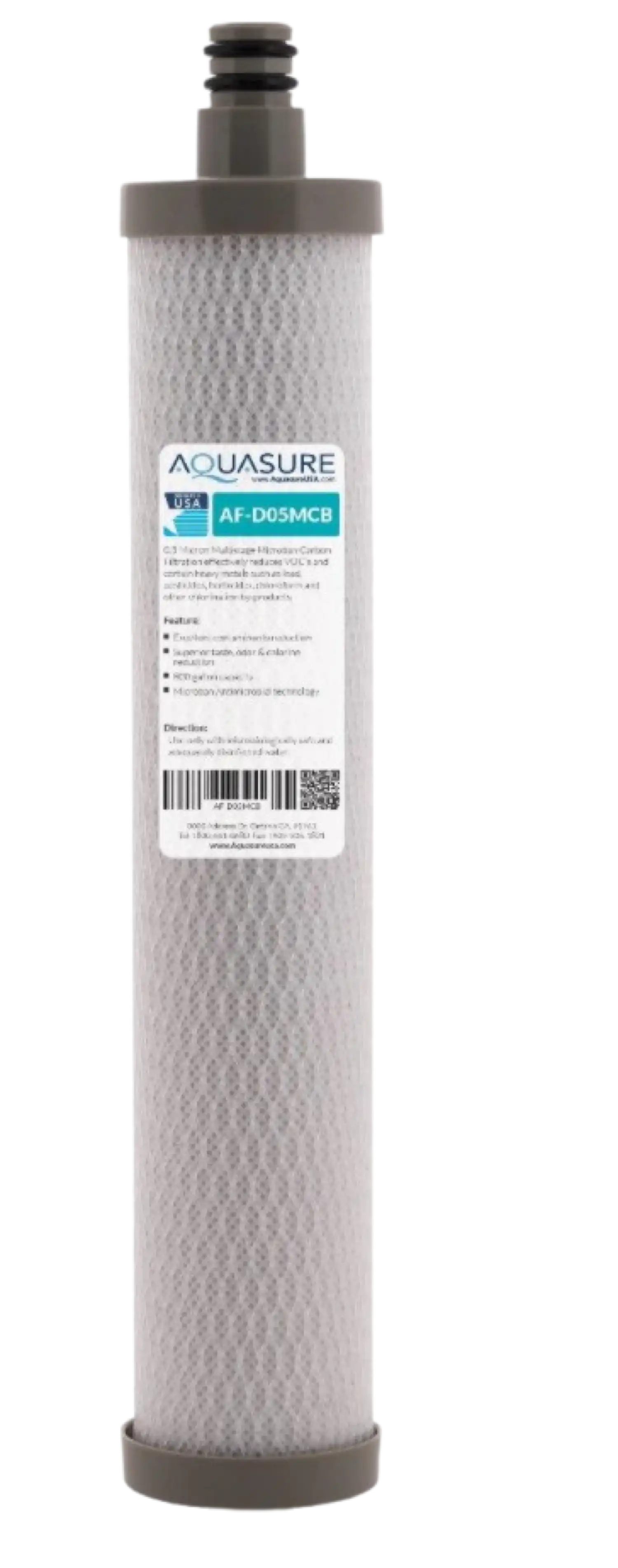 Aquasure AF-D05MCB Dash Series 0.5 Micron Carbon Block Filter with Microban Anti-Microbial Technology New