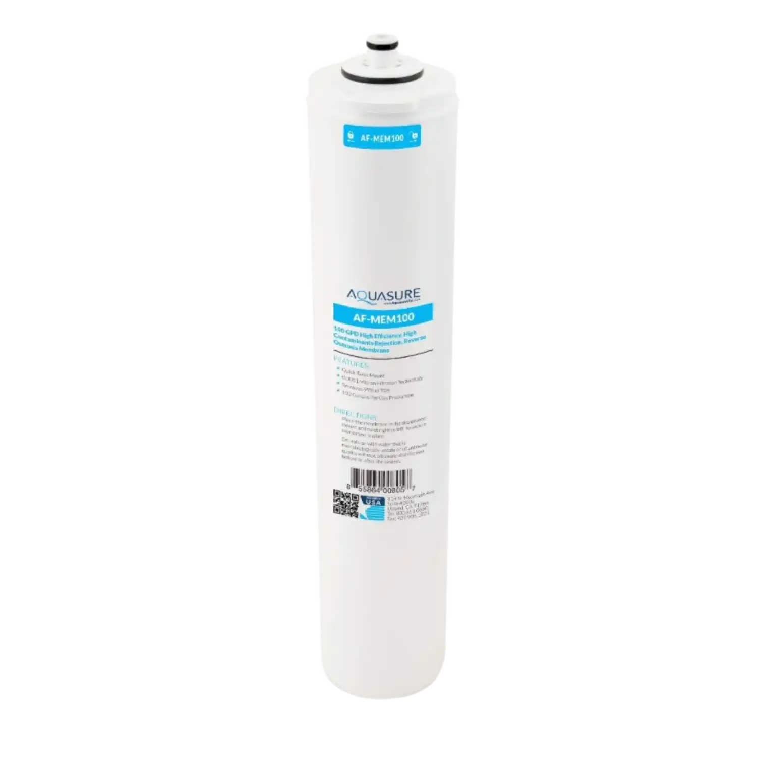 Aquasure AF-MEM100 Premier Series 3rd Stage 100 GPD High Performance Quick Twist Reverse Osmosis Water System Membrane New