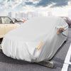 Car cover for 185-inch sedans, featuring UV, rain, and dust protection with reflective strips and elastic band for.