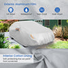 Car cover for 185-inch sedans, featuring UV-proof aluminum film and soft cotton lining for paint protection.