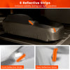 Car cover with 6 reflective strips for SUVs, providing UV, rain, and dust protection, ensuring visibility in low light.
