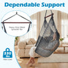 Caribbean hammock chair in gray with metal spreader bar, supports 330 lbs, perfect for indoor or outdoor relaxation.