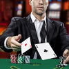 300-piece casino poker chip set with 14-gram chips, includes accessories for Texas Holdem and Blackjack games.