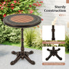 24" round patio dining table in bronze with a painted tabletop, sturdy cast aluminum frame, ideal for outdoor use.