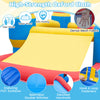 Inflatable bounce house featuring a slide, ball pit, and pitching game made from high-strength, tear-proof oxford cloth.