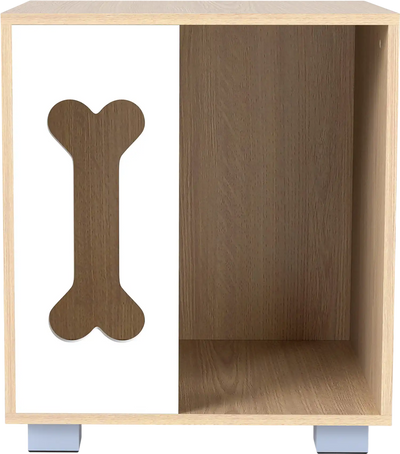 Costway Wooden Dog Condo Side Table Bone-Shape Window Metal Legs 33193546 New