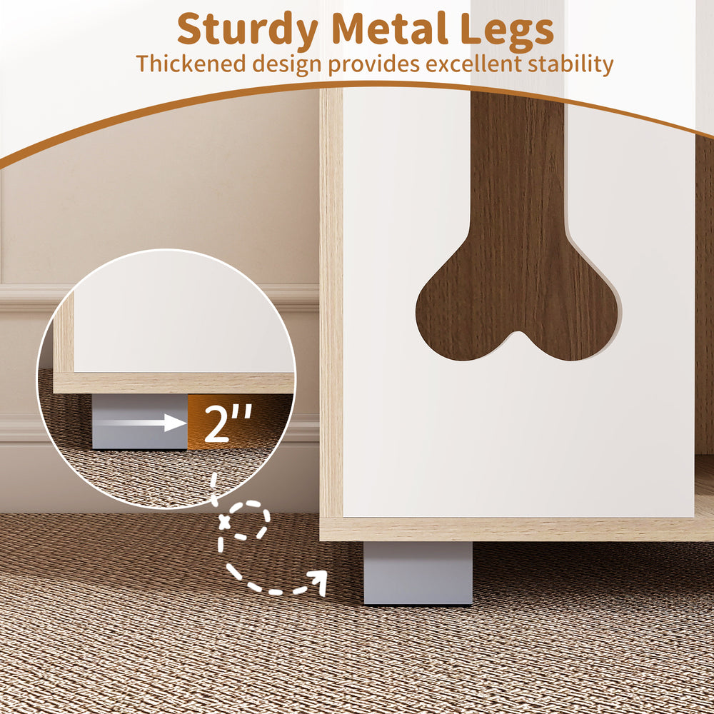 Close-up of the 2" thick metal legs of the Cat Bed Side Table, providing excellent stability for a stylish cat condo.