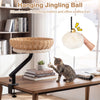 Comfy cat desk bed with removable cushion and hanging jingling ball, perfect for indoor cats and space-saving setups.