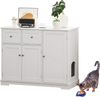 Cat litter box enclosure in white featuring a large countertop for decor and convenient side entrances for easy cat.