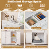 Cat litter box enclosure in white with 2 drawers, large countertop, and hidden compartments for stylish storage.