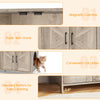 Cat litter box enclosure with rustic barn doors, magnetic catches, and elevated bottom for easy cleaning and stability.